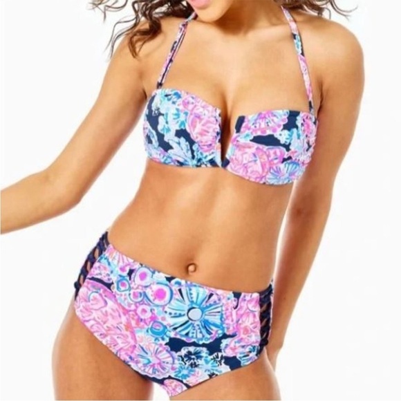 Lilly Pulitzer Other - Lilly Pulitzer Bikini Set Niall Top Sz 2 Ruby Bottom Sz 6 Turtle Amazement Navy